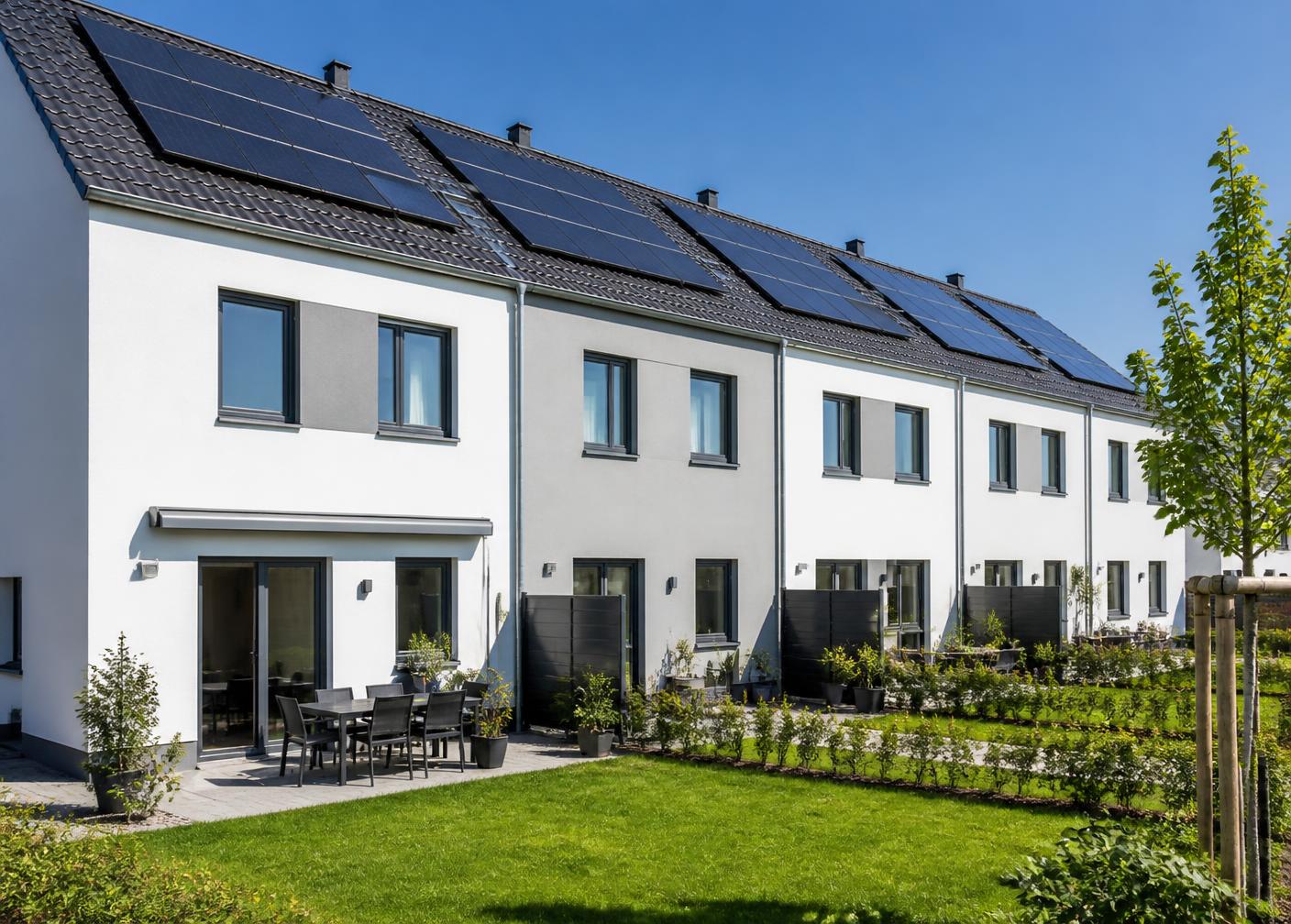 Reihenhauszeile im Quartier